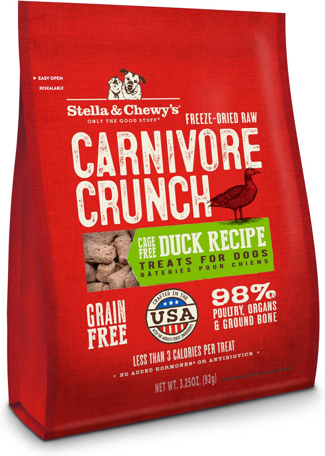 Stella & Chewy's Carnivore Crunch Cage-Free Duck Recipe Freeze-Dried Dog Treats, 3.25-oz bag